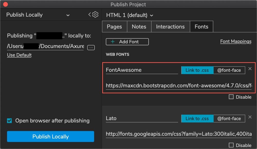 font awesome axure